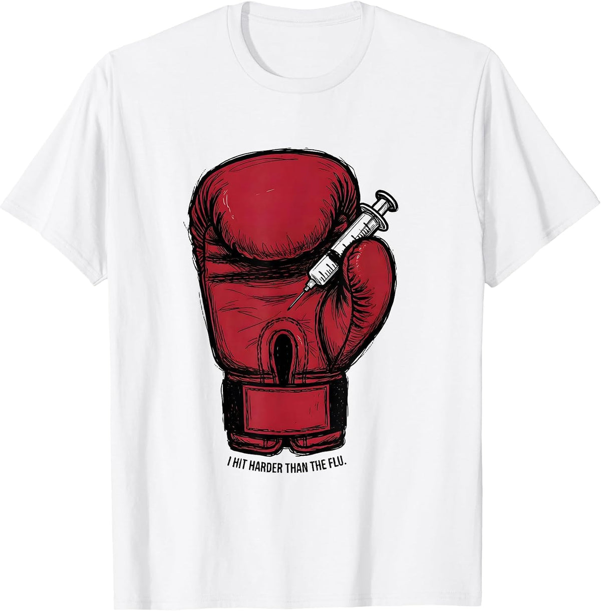Men's I Hit Harder Than The Flu Funny Nurse Doctor Vaccine Humor T-Shirt - White