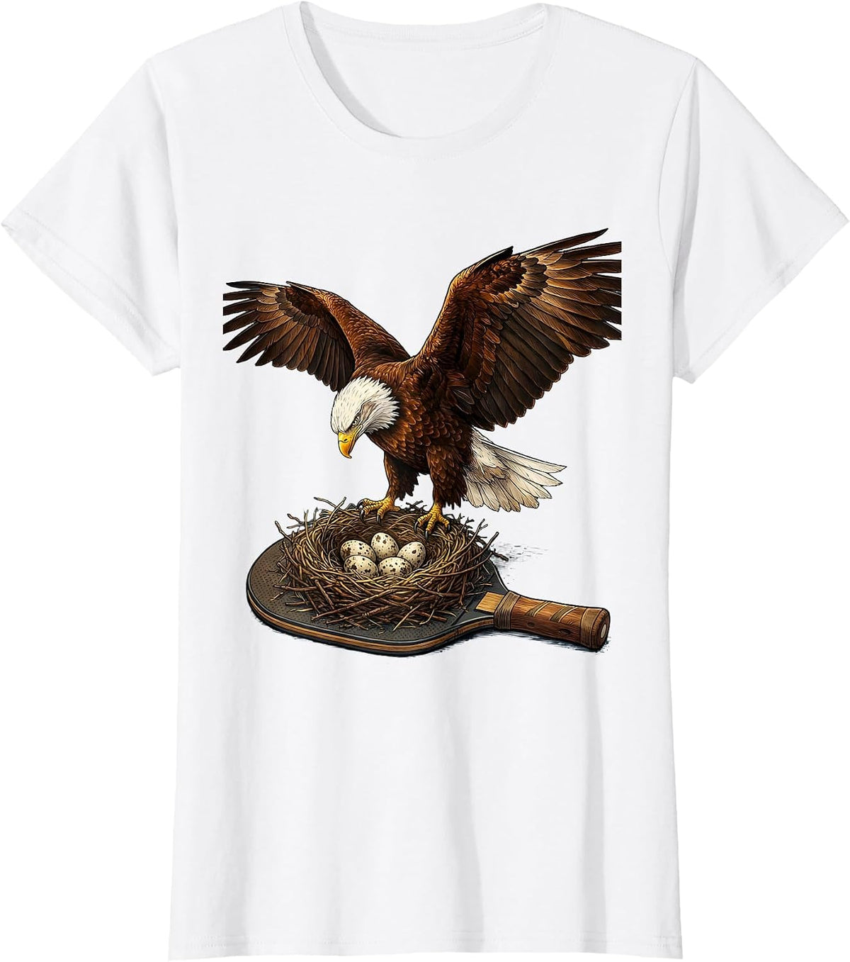 Bald Eagle Nesting on Pickleball Paddle T-Shirt - White