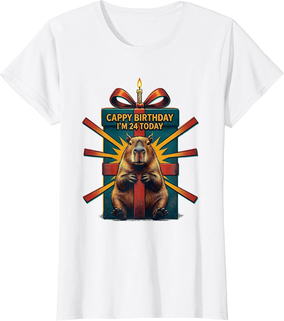 Cappy Birthday I'm 24 Today Funny Capybara Birthday Kawaii T-Shirt - White