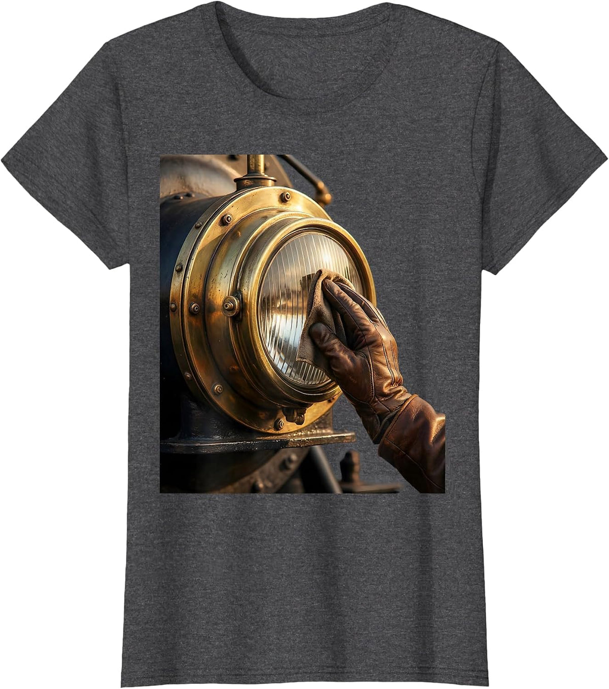 Women's Mechanic Polishing Engine Headlight Graphic T-Shirt - Dark Heather Grey