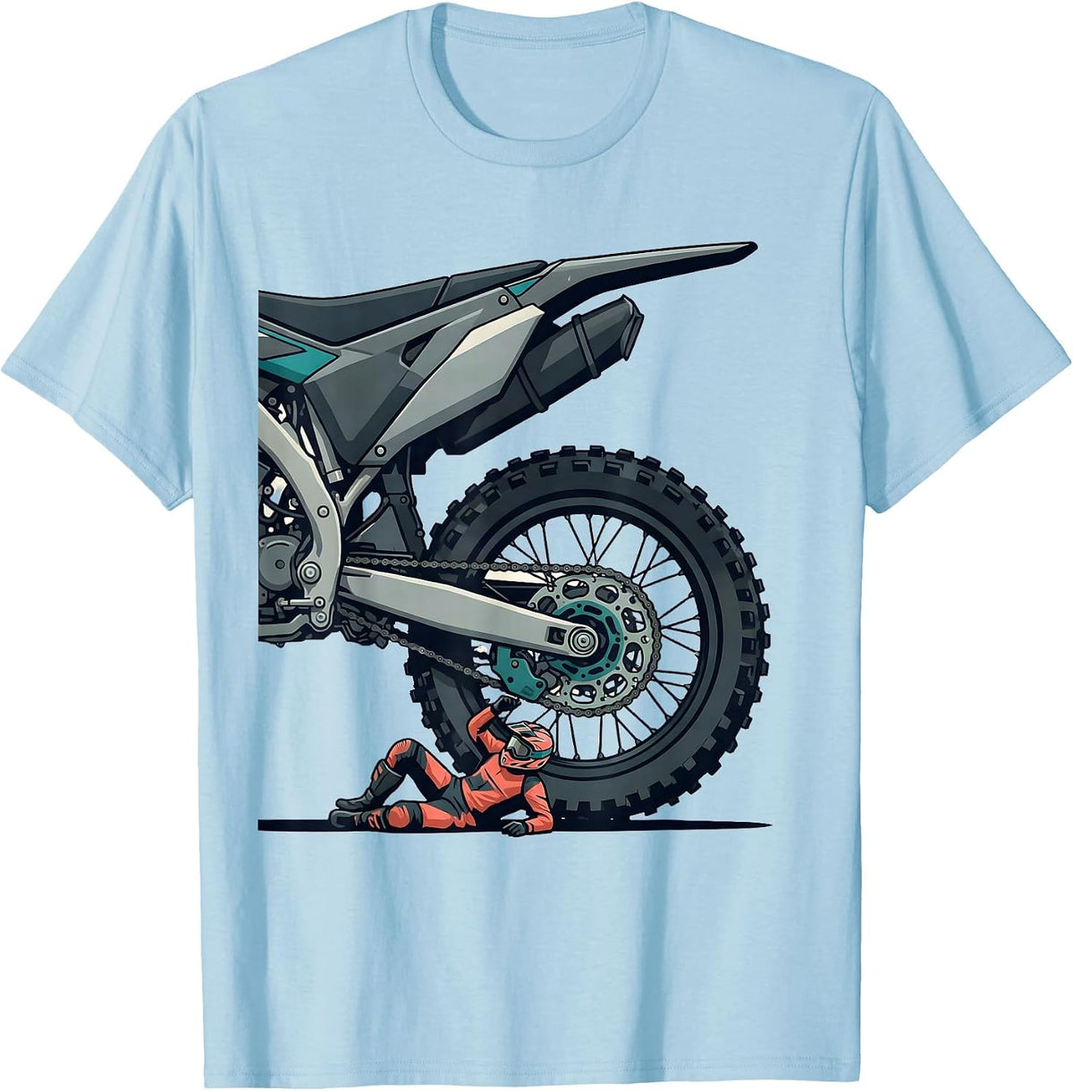 Men's Motocross Suspension Crash Funny Dirt Bike Rider Gift T-Shirt - Baby Blue