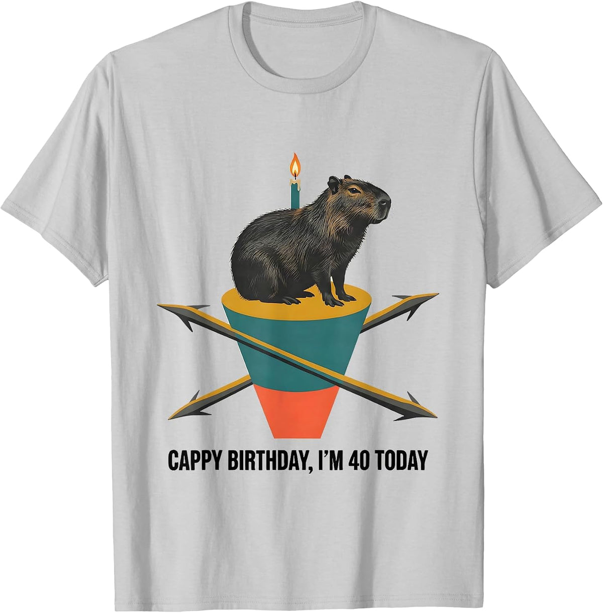 Men's Cappy Birthday I'm 40 Today Kawaii Capybara Birthday Gift T-Shirt - Silver Grey