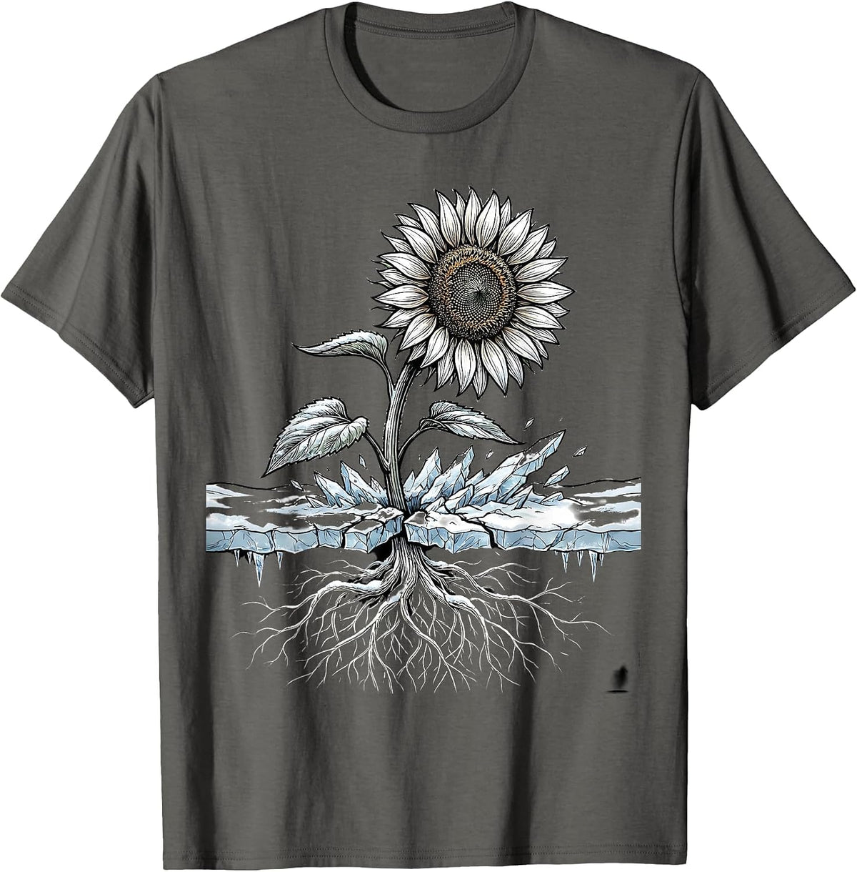 Men's Sunflower Through Snow Suicide Awareness Graphic T-Shirt - Asphalt Grey