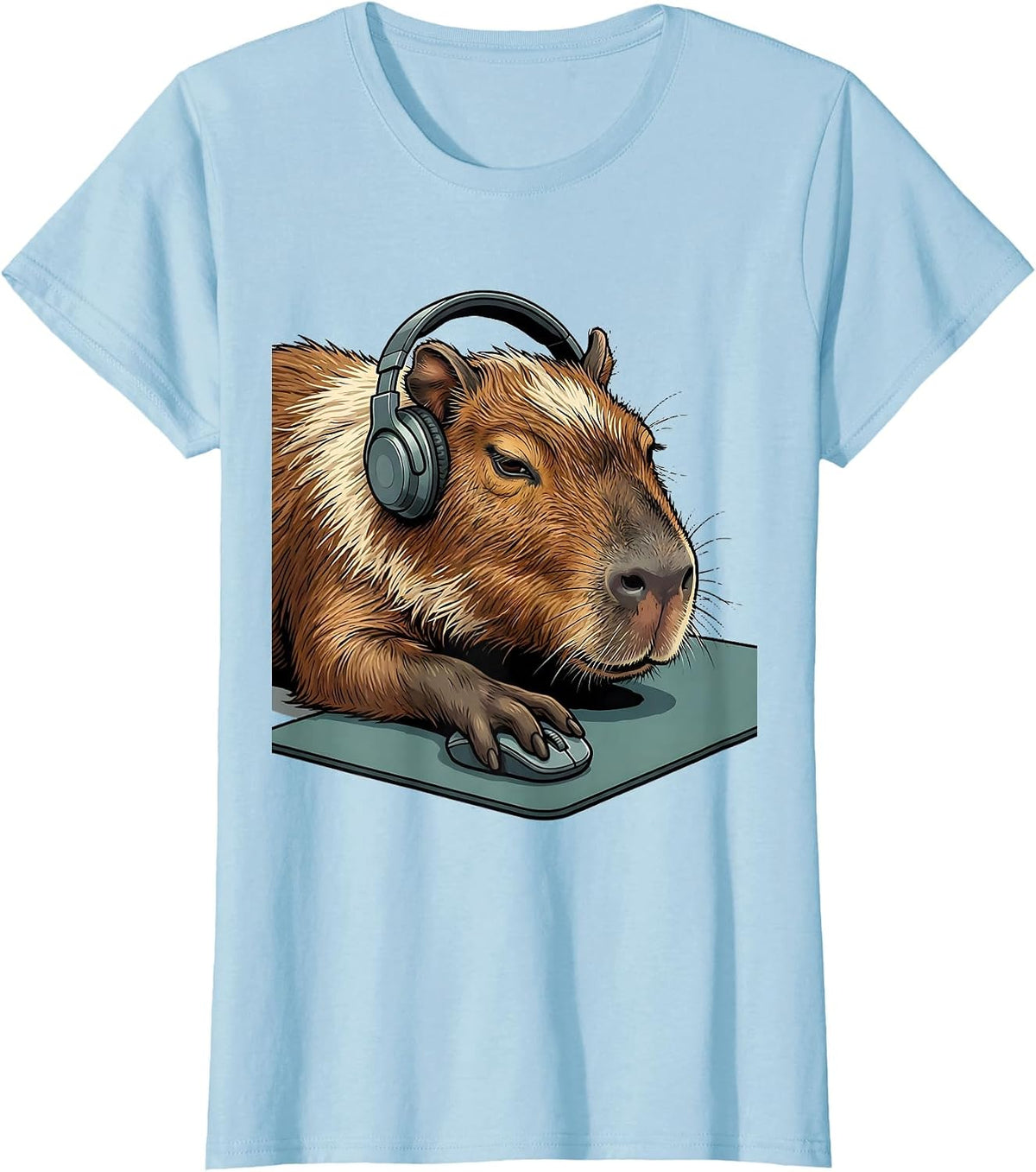 Women's Capybara Gamer Funny Meme Humor Video Games T-Shirt - Baby Blue