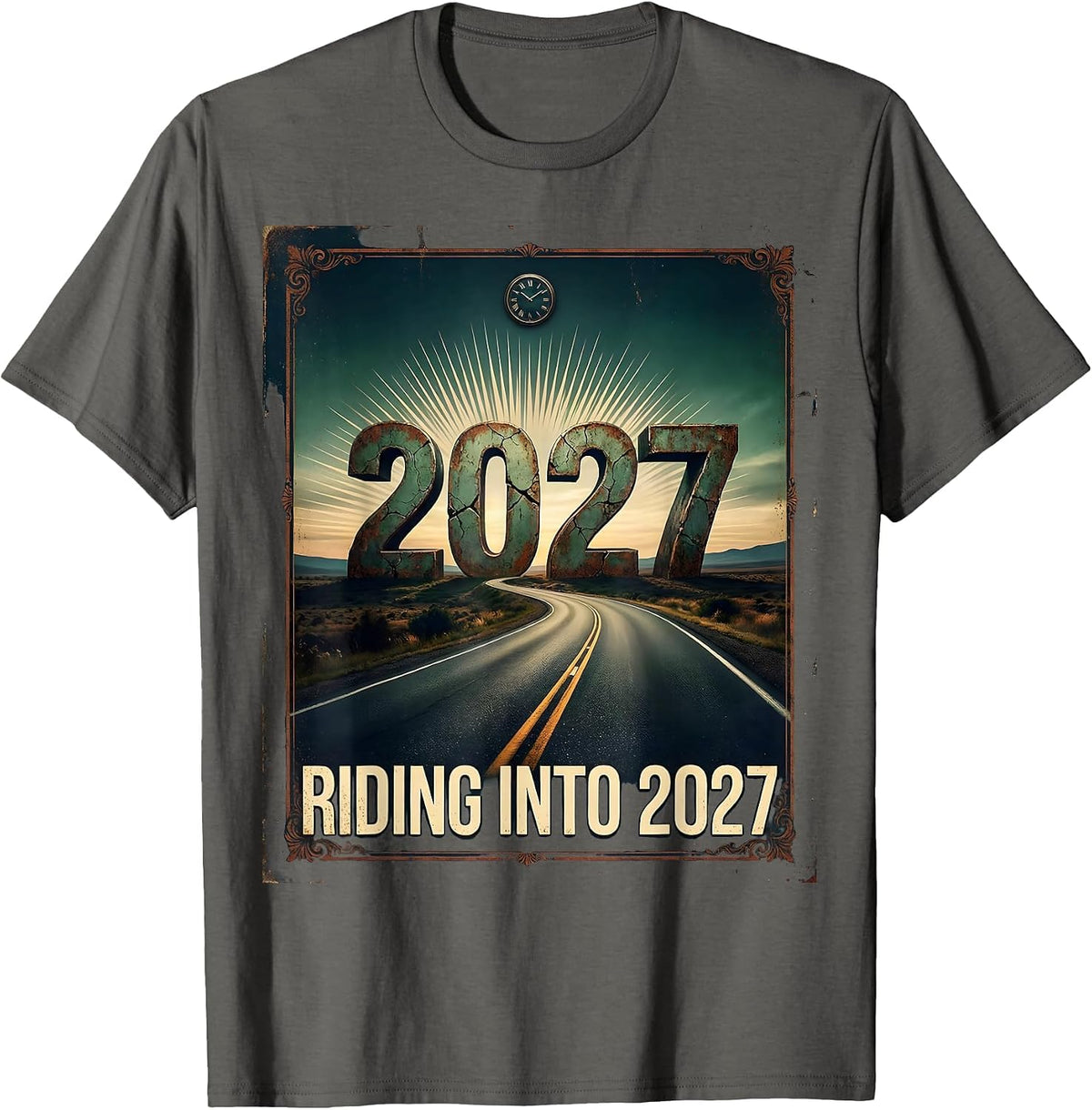 Riding Into 2027 Vintage New Year Family Matching T-Shirt - Asphalt Grey