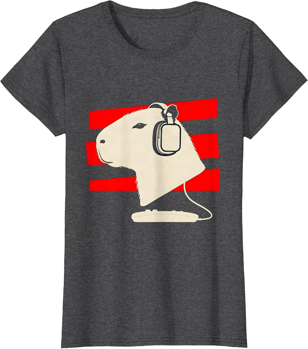 Women's Capybara Gamer Bruh Meme Humor Minimalist T-Shirt - Dark Heather Grey