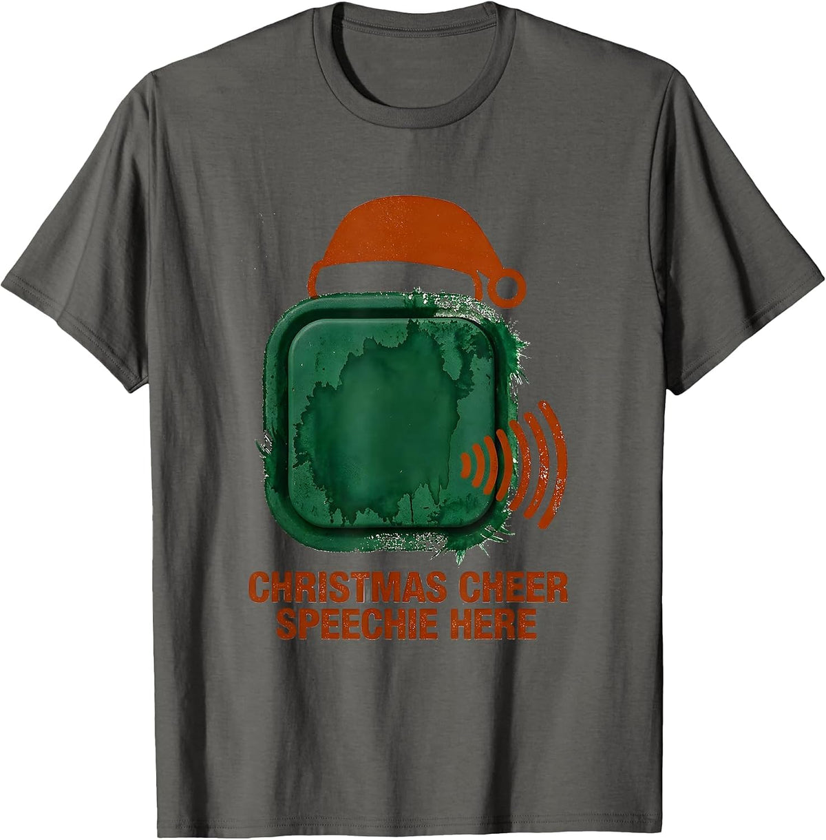 Men's Christmas Cheer Speechie Here Funny Speech Therapist SLP T-Shirt - Asphalt Grey