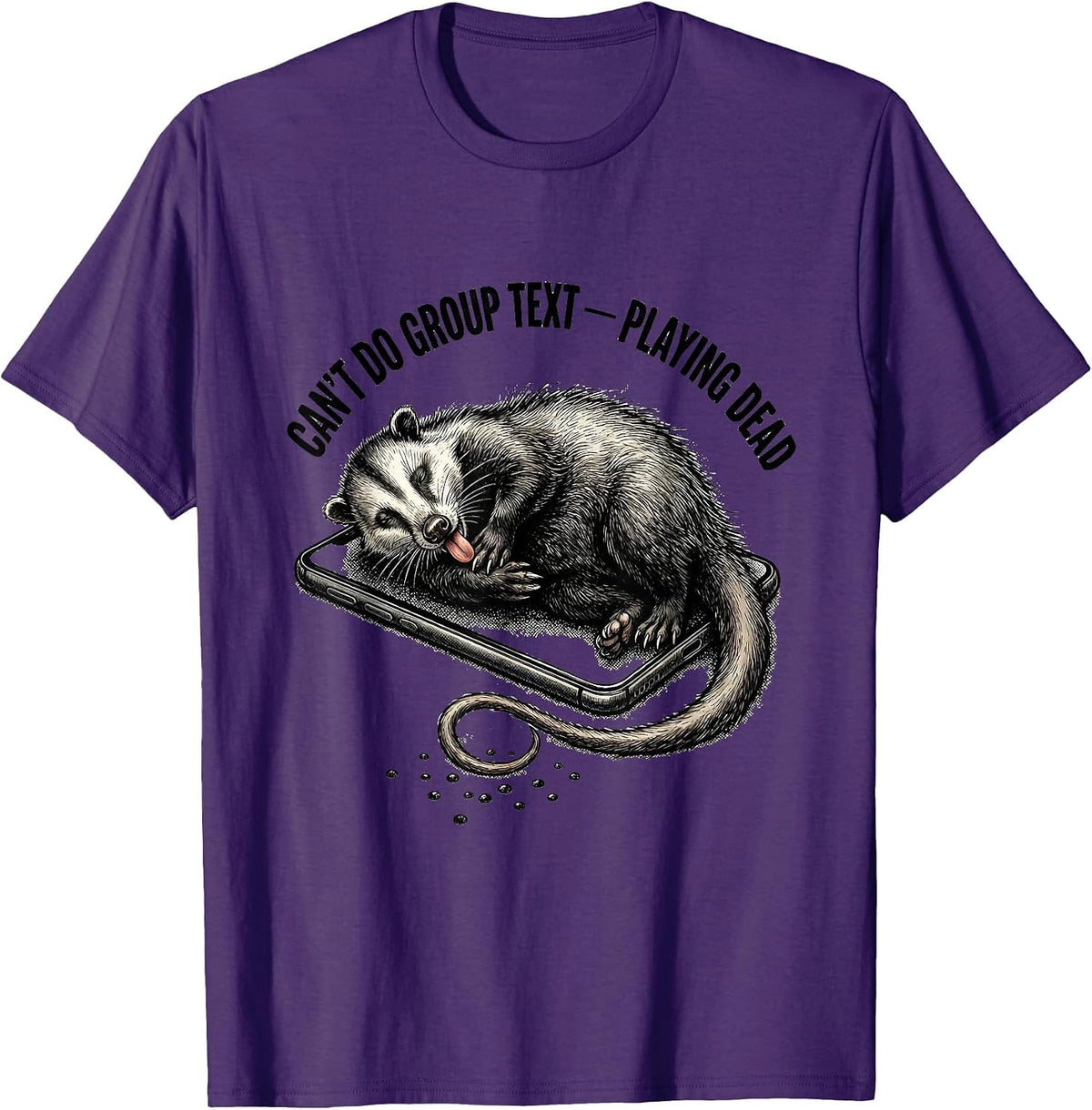 Cant Do Group Text Playing Dead Funny Opossum Meme Possum T-Shirt - Purple