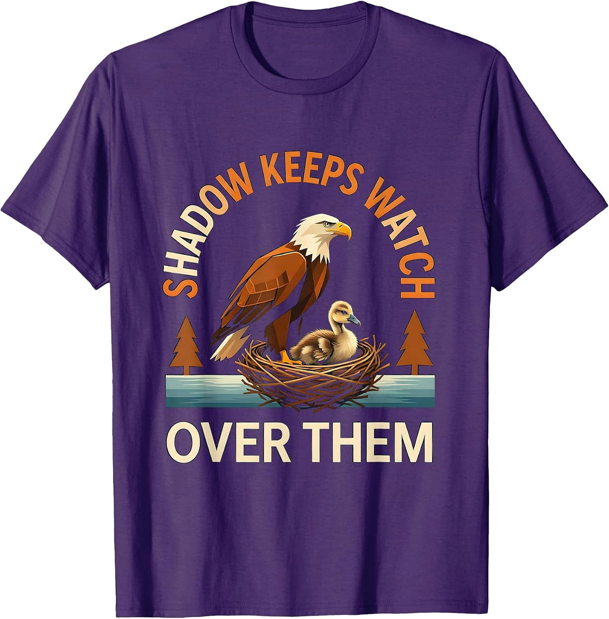 Men's Shadow Keeps Watch Over Them Nature Memorial Tribute Eagle T-Shirt - Purple