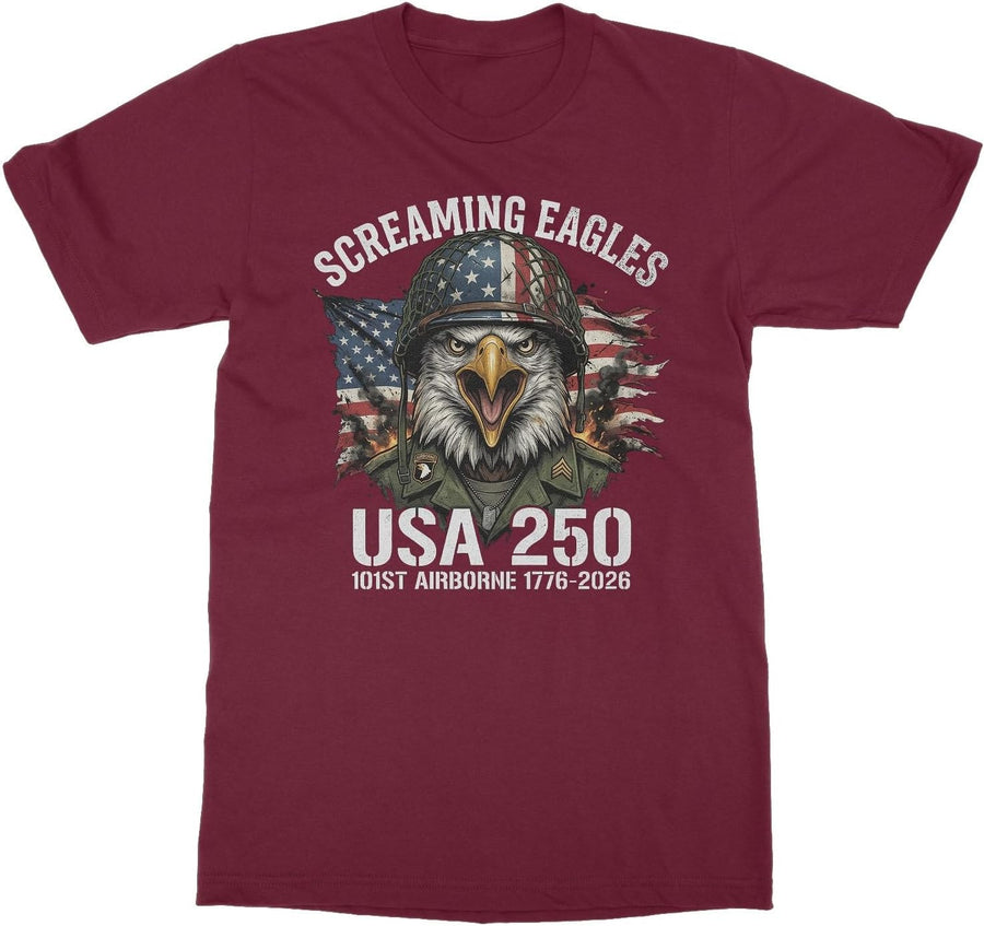 250 Years USA 101st Airborne Screaming Eagles Unisex T-Shirt - Maroon
