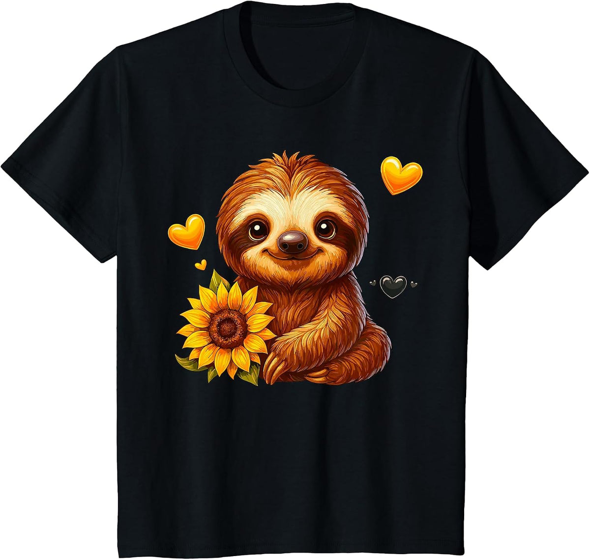 Sunflower Sloth T-Shirt - Black