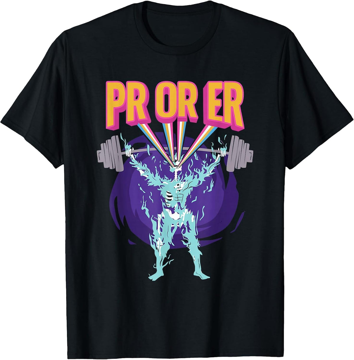 PR Or ER, Workout Bodybuilding Gym Weightlifting T-Shirt - Black