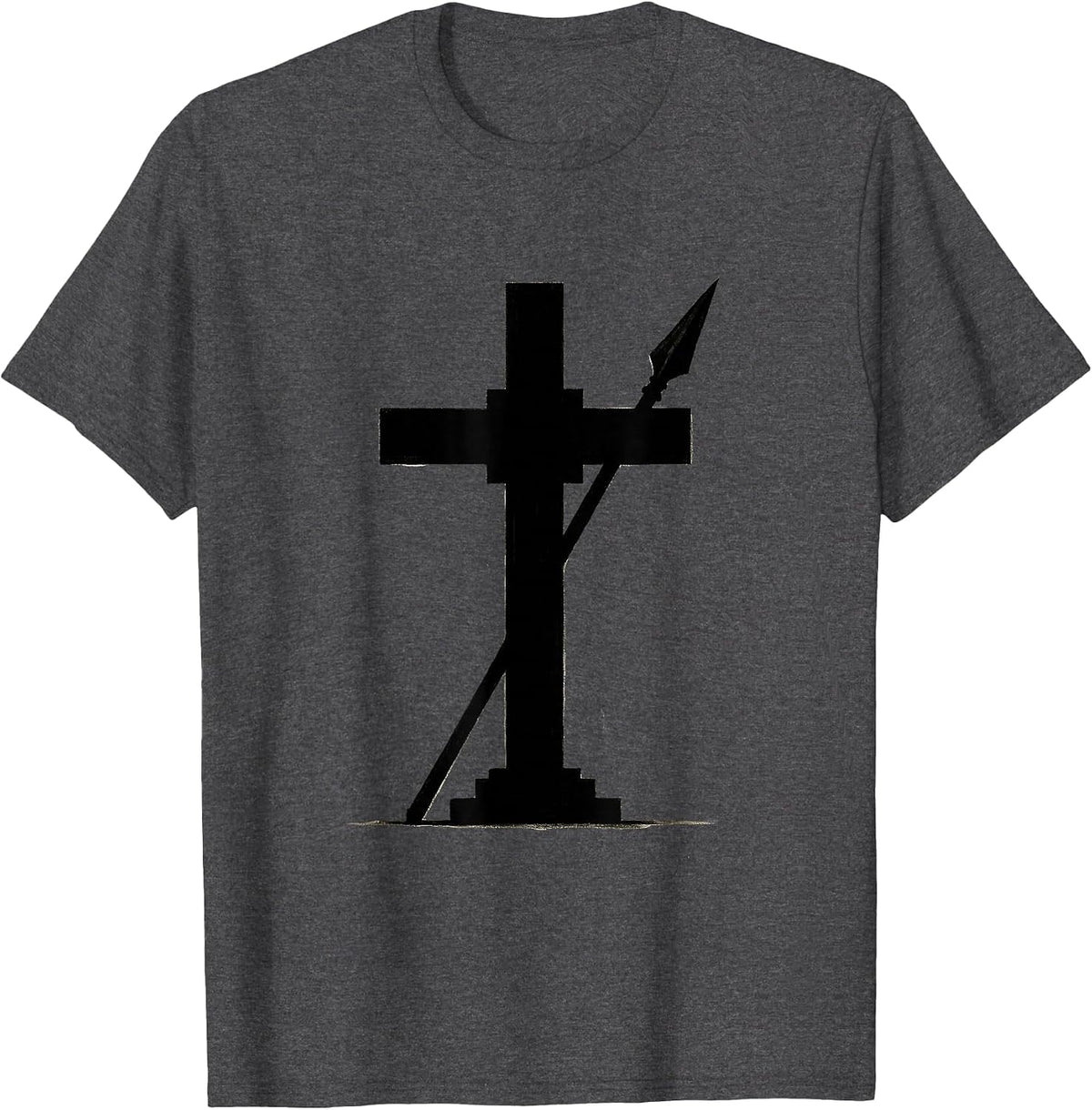 Roman Spear and Cross Christian Faith Graphic T-Shirt - Dark Heather Grey