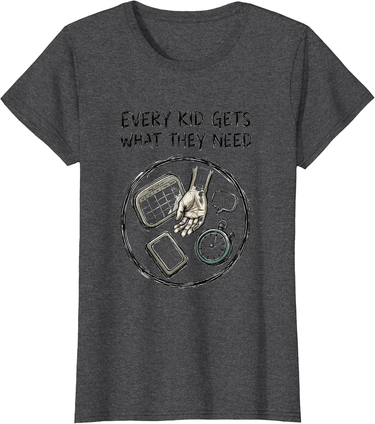 Women's Every Kid Gets What They Need Special Education Teacher SPED T-Shirt - Dark Heather Grey