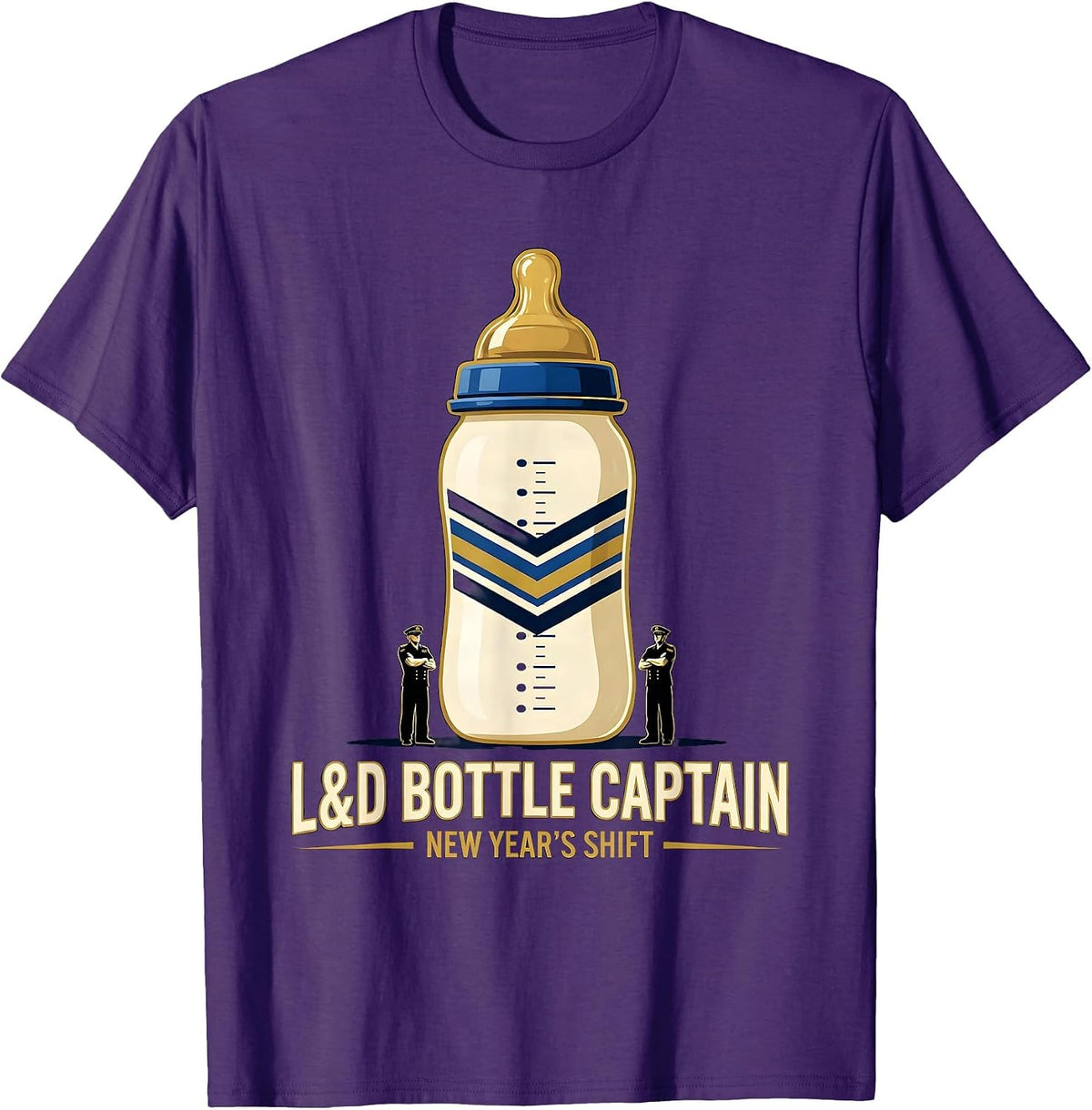 Men's L&D BOTTLE CAPTAIN, NEW YEAR'S SHIFT Humor Nurse New Year T-Shirt - Purple