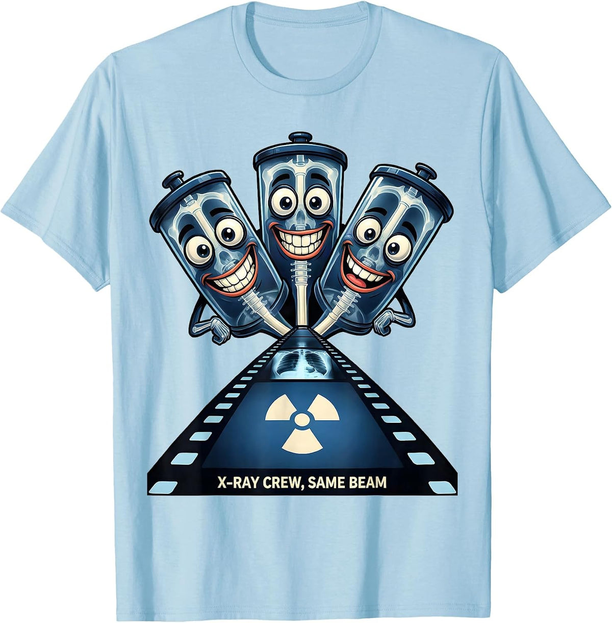 Men's X-Ray Crew Same Beam Cartoon Radiology Tech Rad Tech Humor T-Shirt - Baby Blue