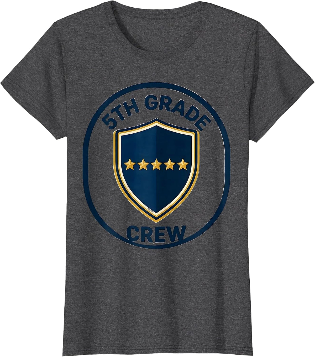 Women's 5th Grade Crew Funny Teacher Back To School Crew T-Shirt - Dark Heather Grey