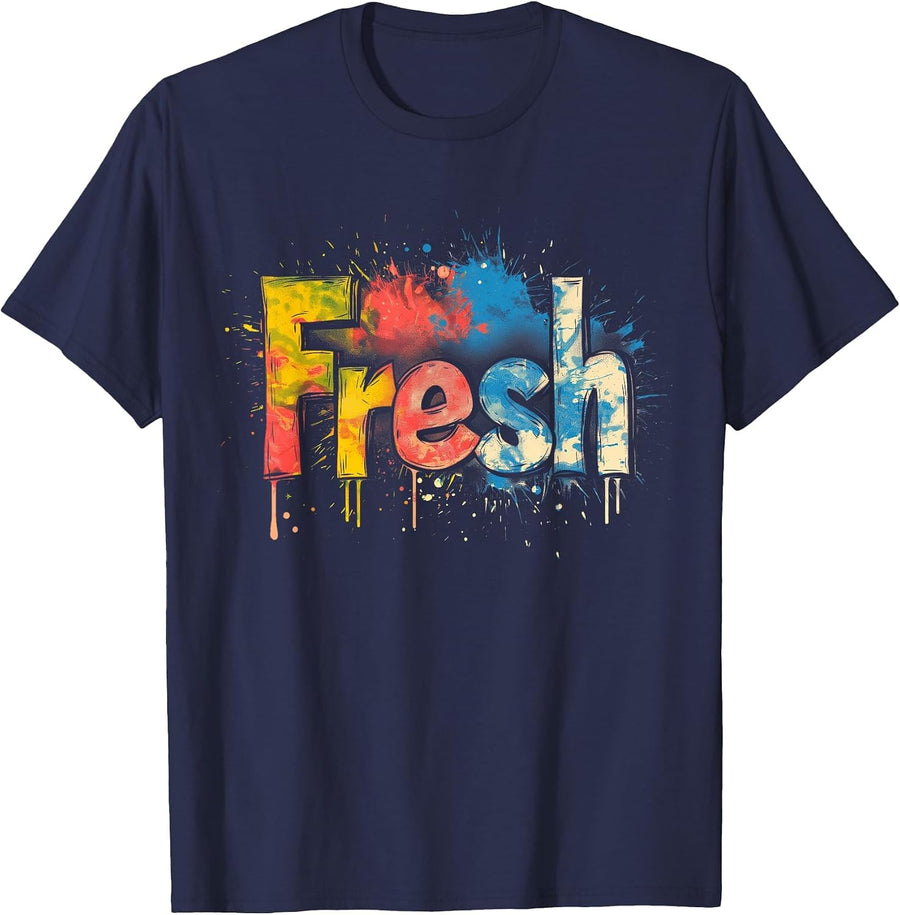 Fresh Graffiti Style | Street Fashion | Urban Tee Hip-Hop T-Shirt - Navy Blue