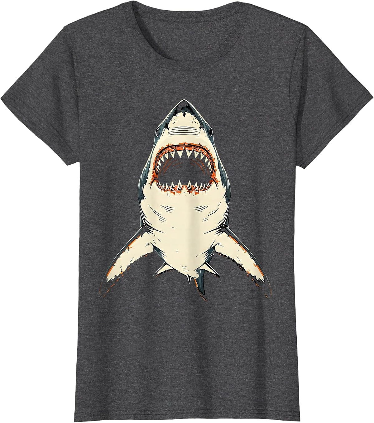 Women's Great White Shark Below Surface Graphic T-Shirt - Dark Heather Grey