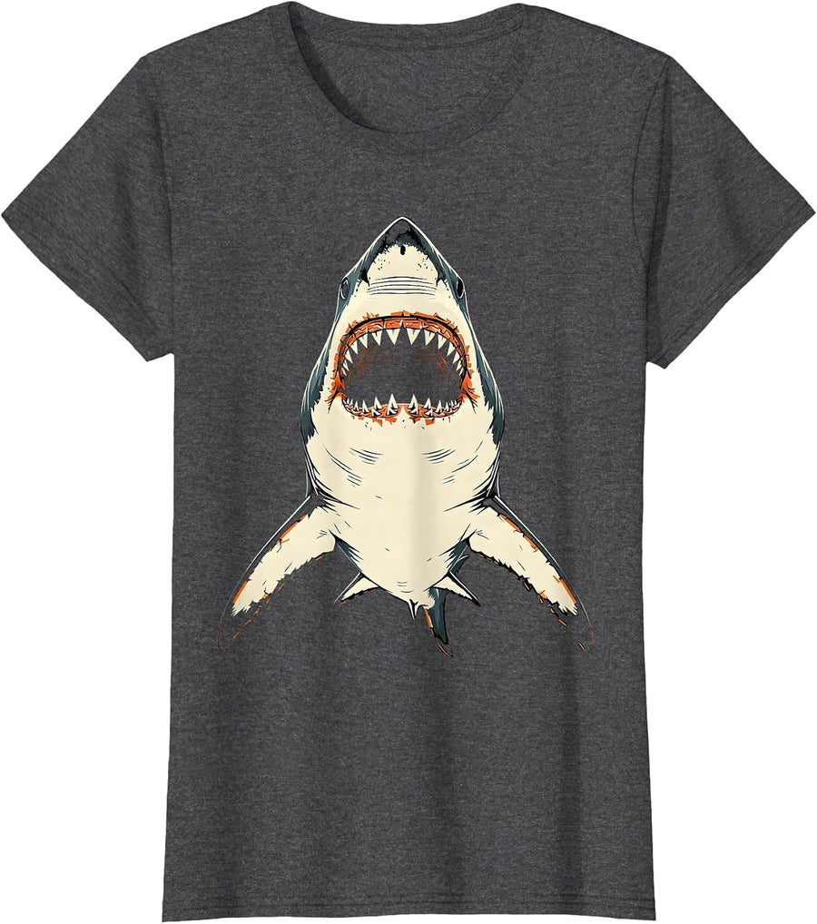 Women's Great White Shark Below Surface Graphic T-Shirt - Dark Heather Grey