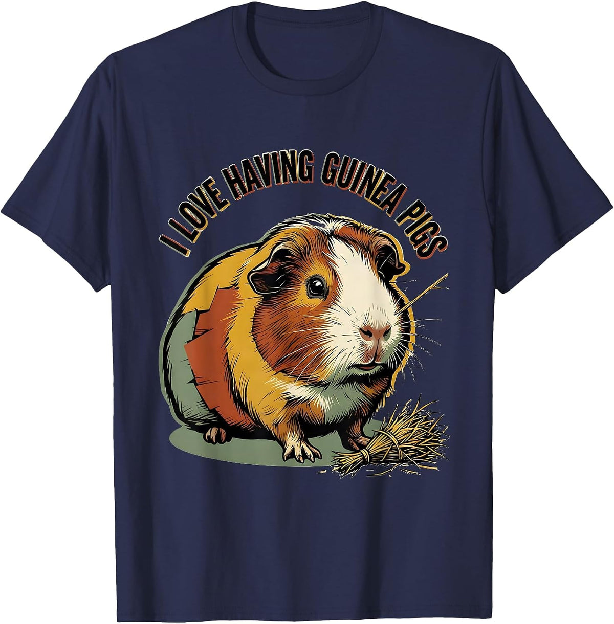 Men's I Love Having Guinea Pigs Cute Pet Lover Humor T-Shirt - Navy Blue