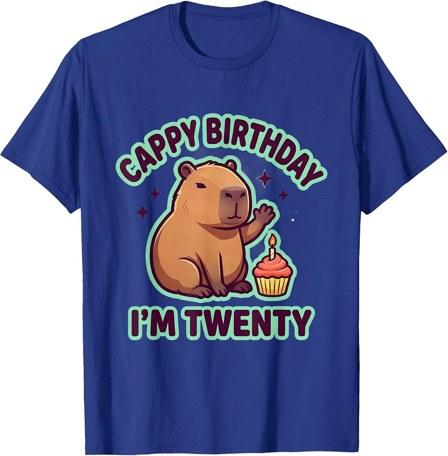 Cappy Birthday I'm Twenty Kawaii Capybara Birthday Gift T-Shirt - Royal Blue