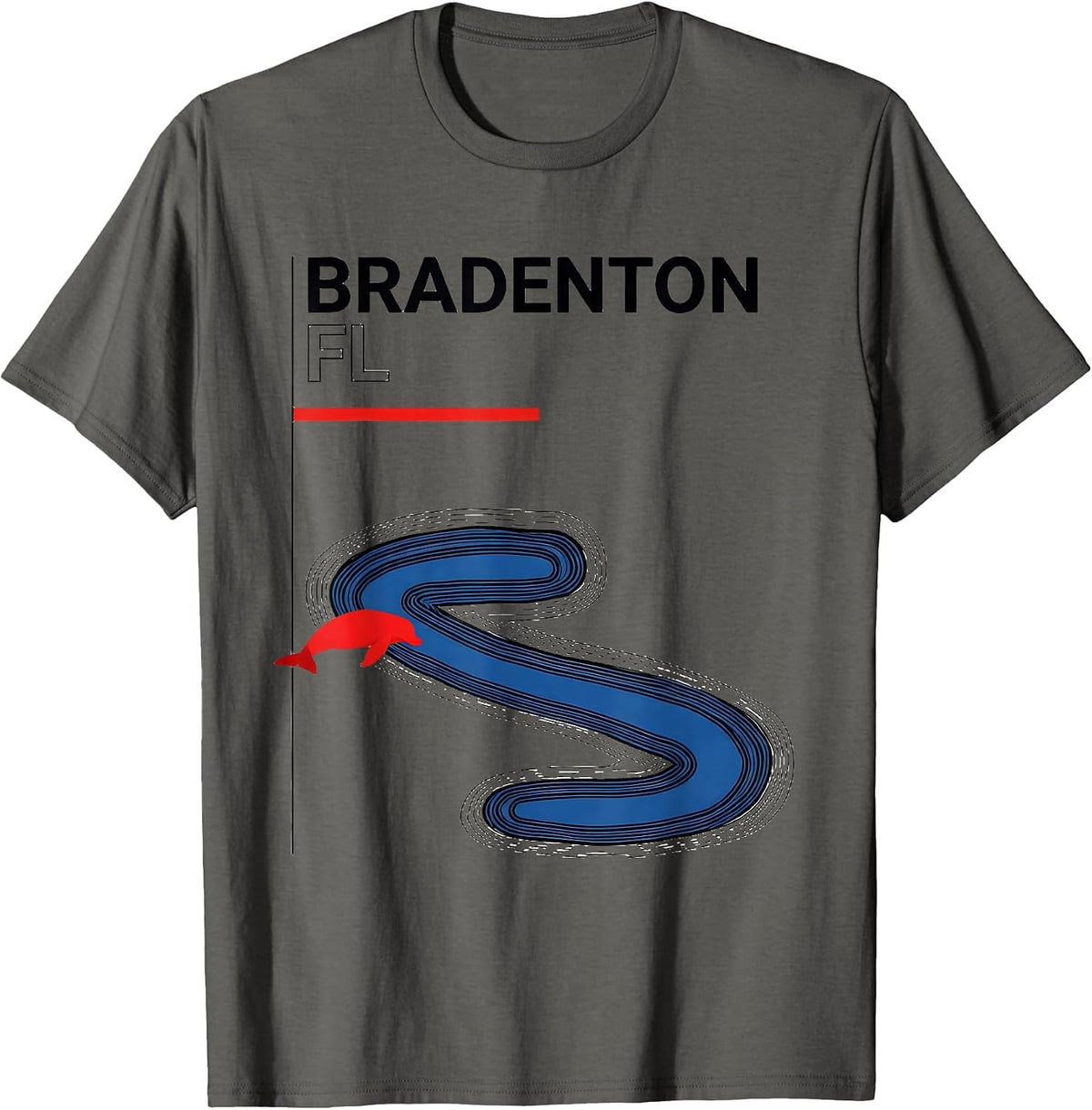 Men's BRADENTON FL Vintage Swiss International Manatee River Retro T-Shirt - Asphalt Grey
