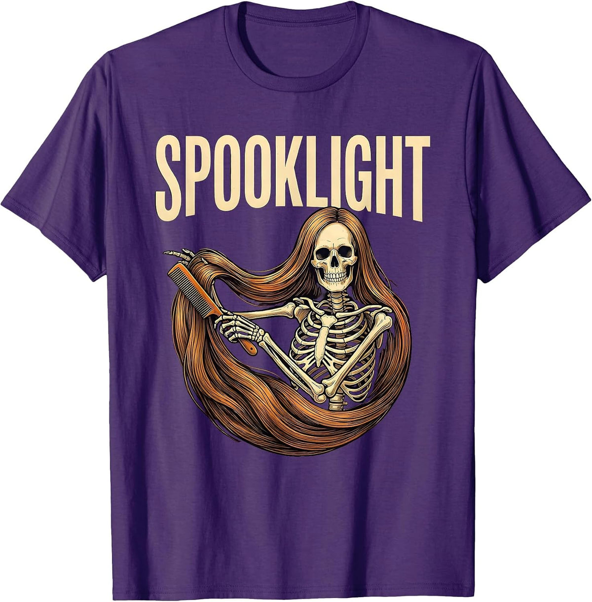 Spooklight Funny Skeleton Hairstylist Barber Halloween T-Shirt - Purple
