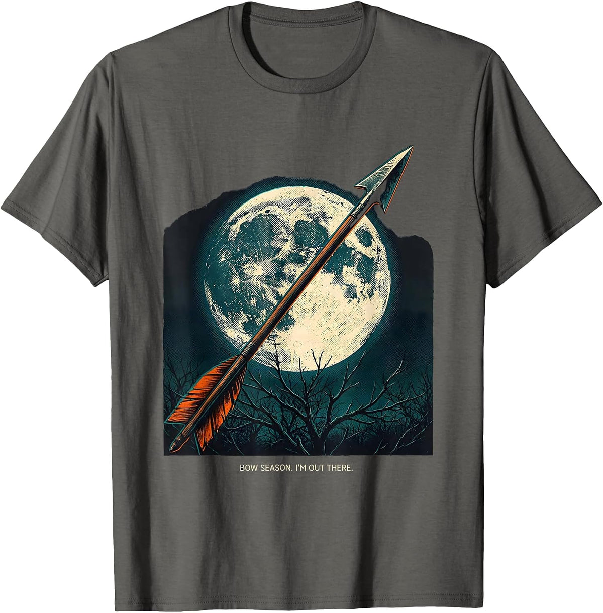 Bow Season I'm Out There Archery Bowhunter Deer Hunter Gift T-Shirt - Asphalt Grey