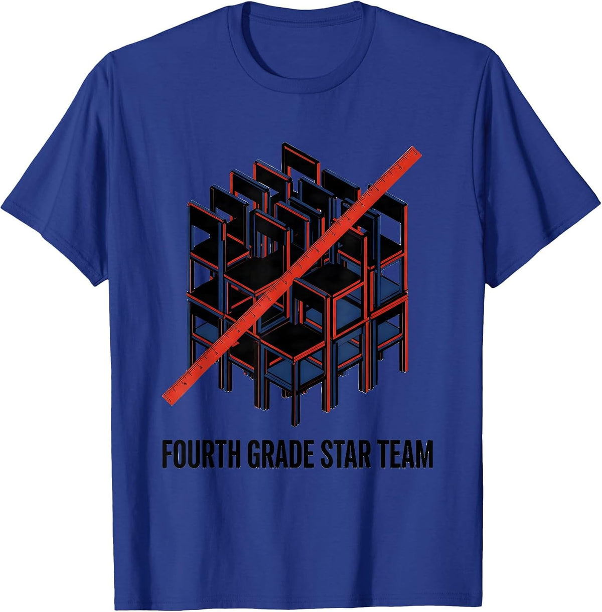 Fourth Grade Star Team Bauhaus Modernist Teacher Pride T-Shirt - Royal Blue