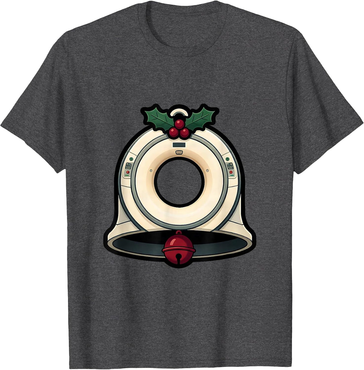 CT Gantry Christmas Bell Radiology Tech Holiday Humor T-Shirt - Dark Heather Grey