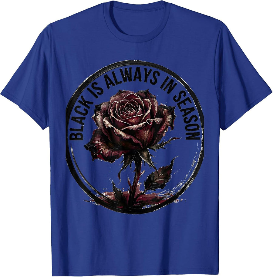 Black Is Always In Season Emo Gothic Design T-Shirt - Royal Blue