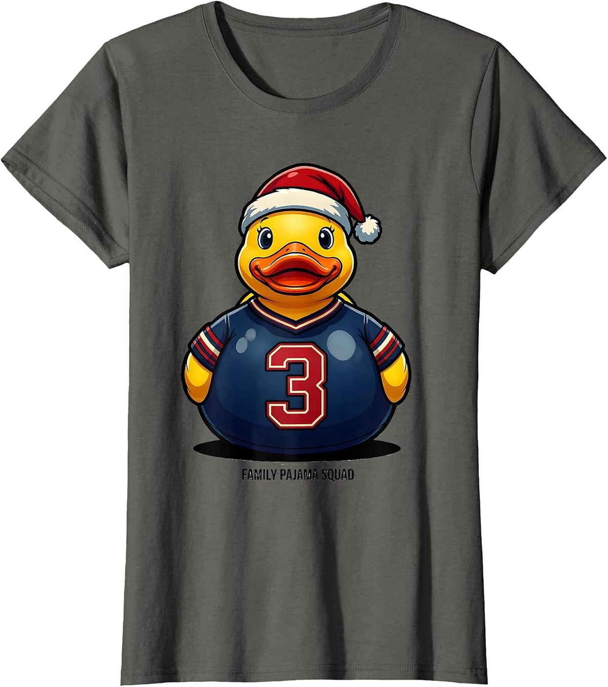Women's Family Pajama Squad Sports Holiday Humor Duck Lover T-Shirt - Asphalt Grey