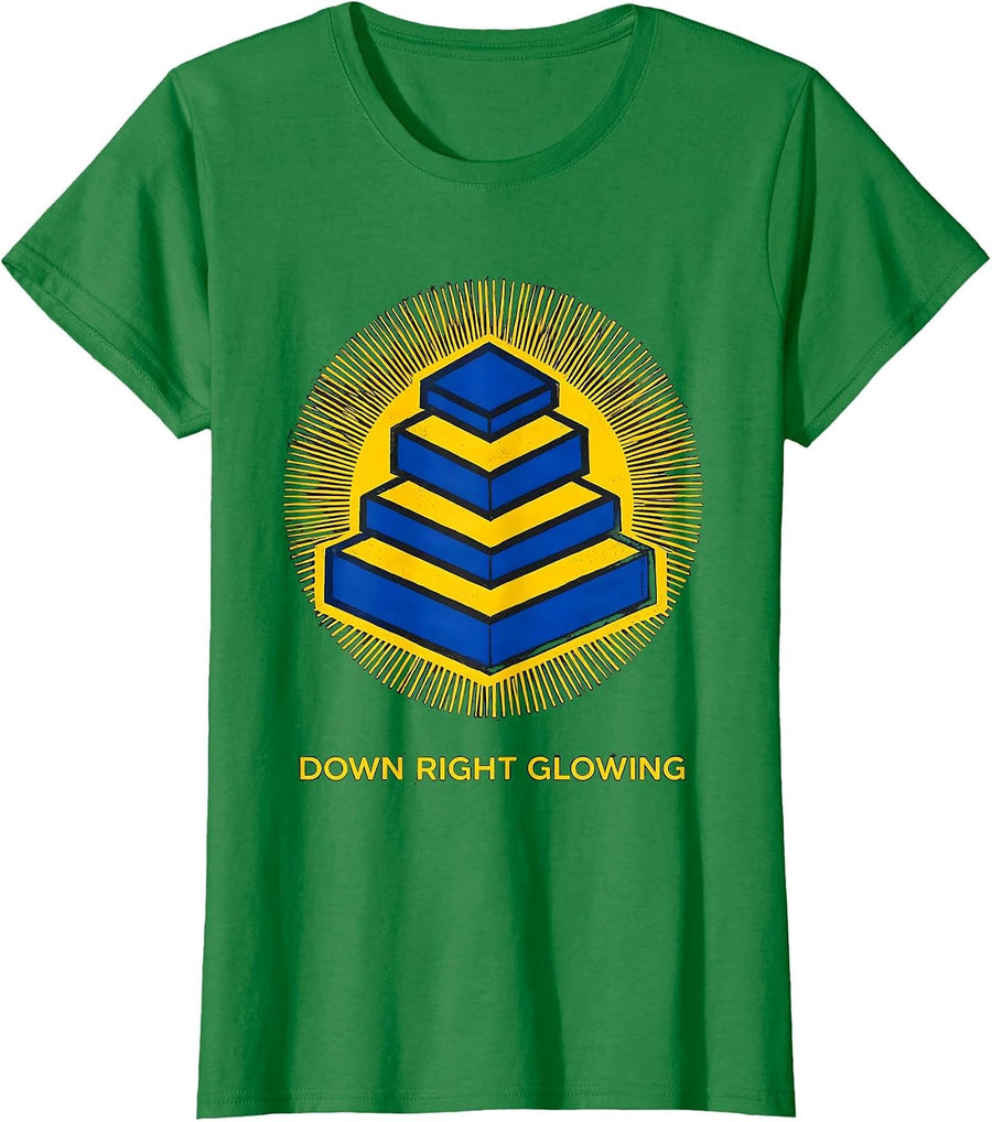 Women's Down Right Glowing Screenprint Poster Down Syndrome T-Shirt - Kelly Green