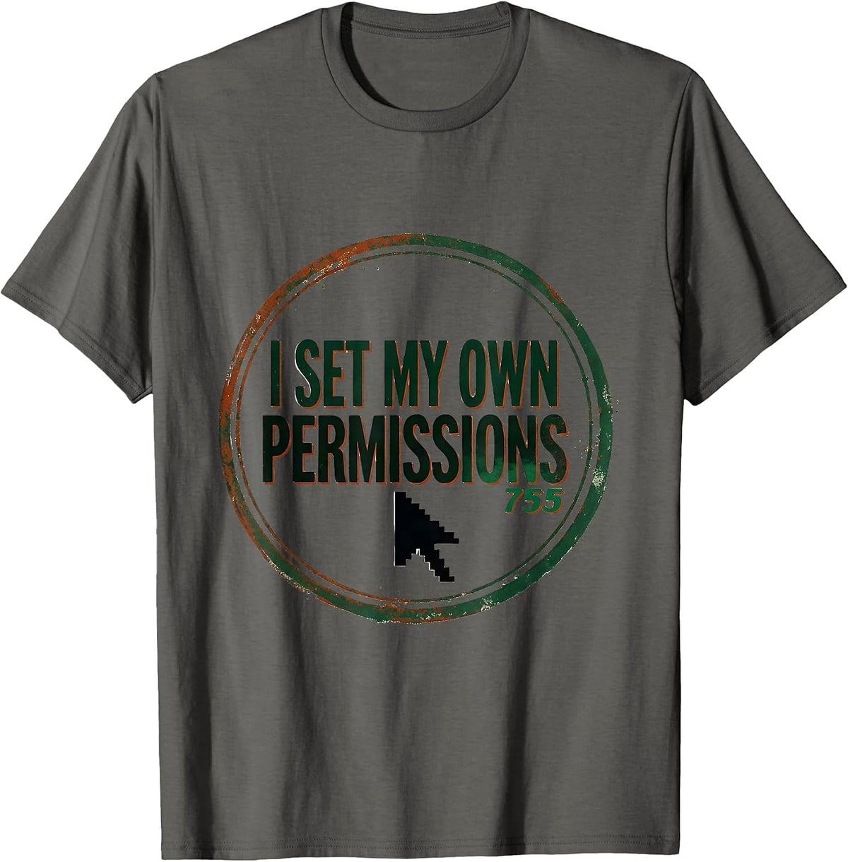 Men's I Set My Own Permissions Vintage Linux Geek Gift T-Shirt - Asphalt Grey