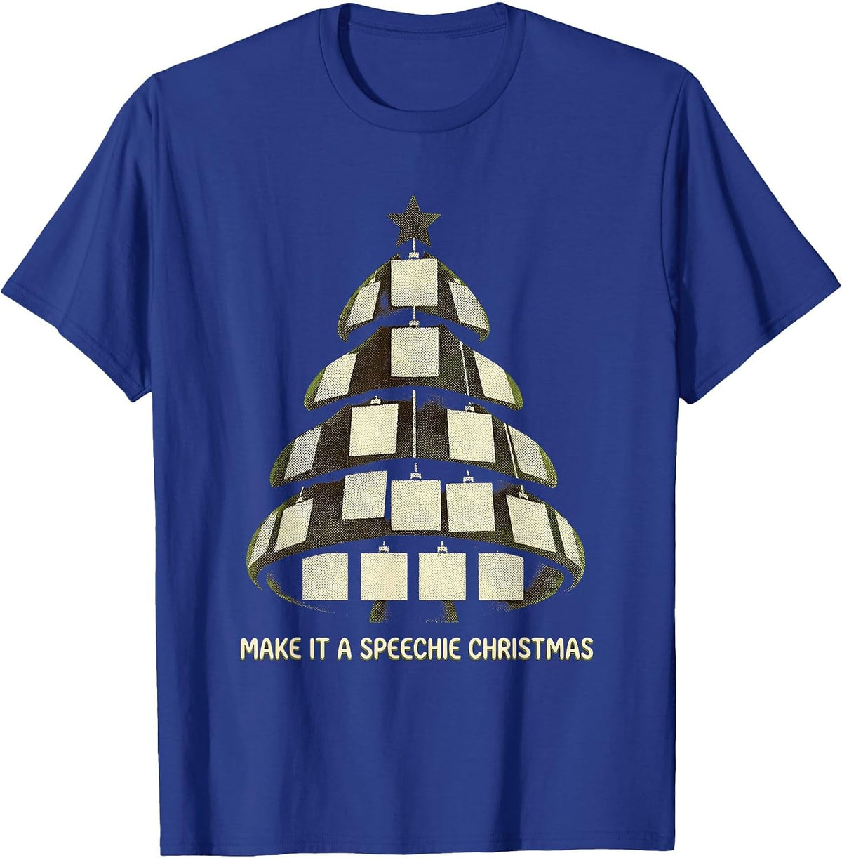 Make It a Speechie Christmas Retro 70s Speech Therapist T-Shirt - Royal Blue