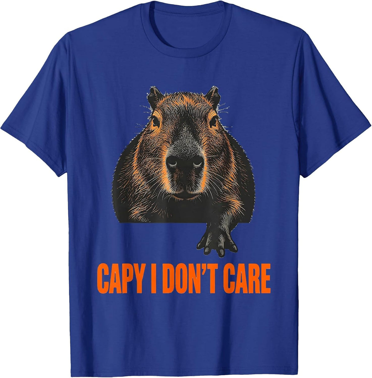 Capy I Don't Care Funny Capybara Meme Animal Humor T-Shirt - Royal Blue