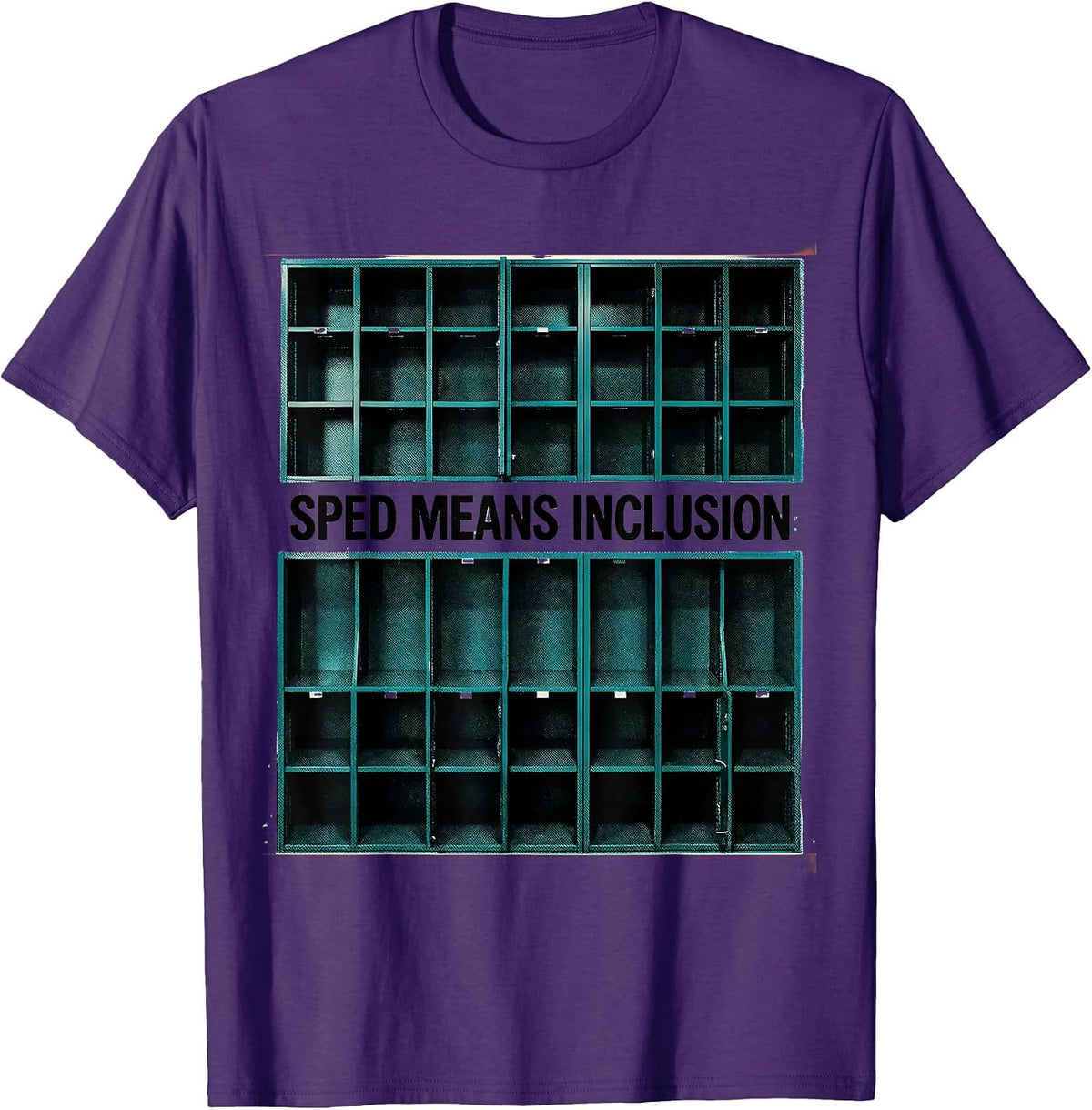 Men's SPED Means Inclusion Risograph Special Education Teacher T-Shirt - Purple