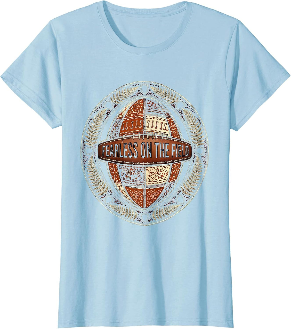 Women's Fearless on the Field Rugby Graphic Design T-Shirt - Baby Blue