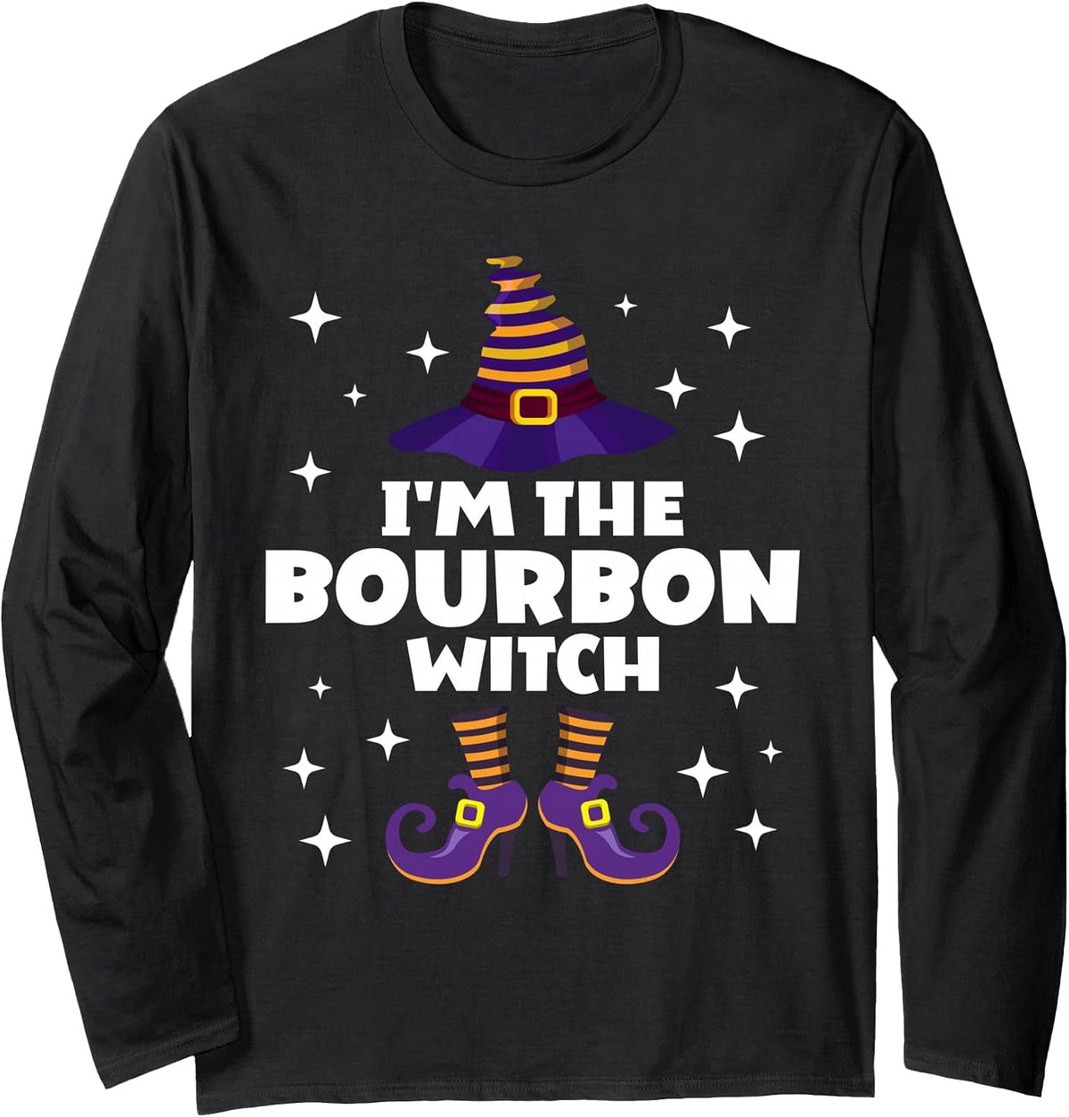 Funny Bourbon Witch Family Matching Halloween Long Sleeve T-Shirt - Adult Unisex Black