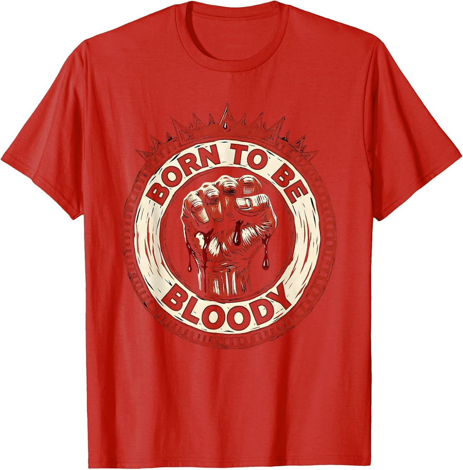Men's Born to Be Bloody Dark Graphic Design T-Shirt - Red