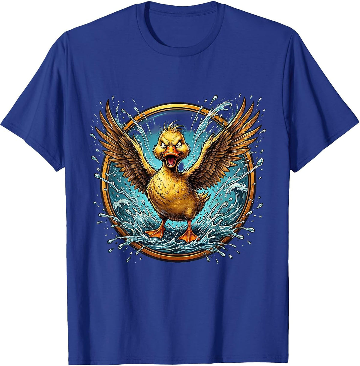 Angry Duck Splashing Water Funny Duck Lover T-Shirt - Royal Blue