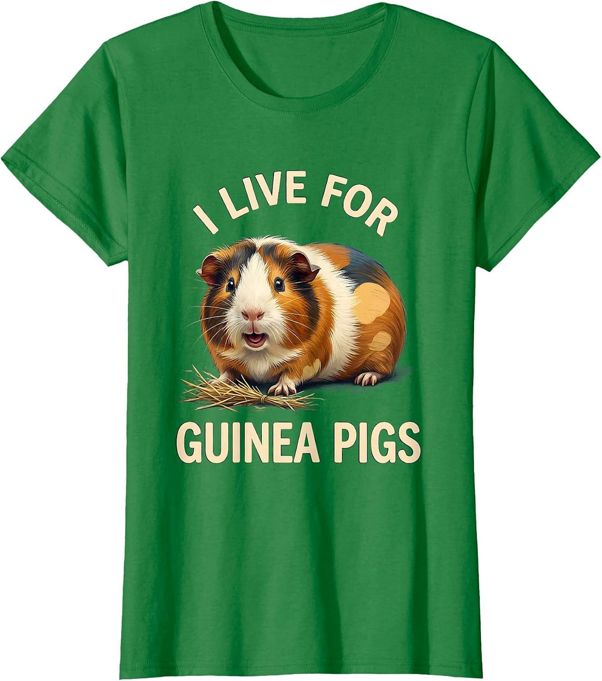 I Live For Guinea Pigs Cute Storybook Guinea Pig Owner Humor T-Shirt - Kelly Green