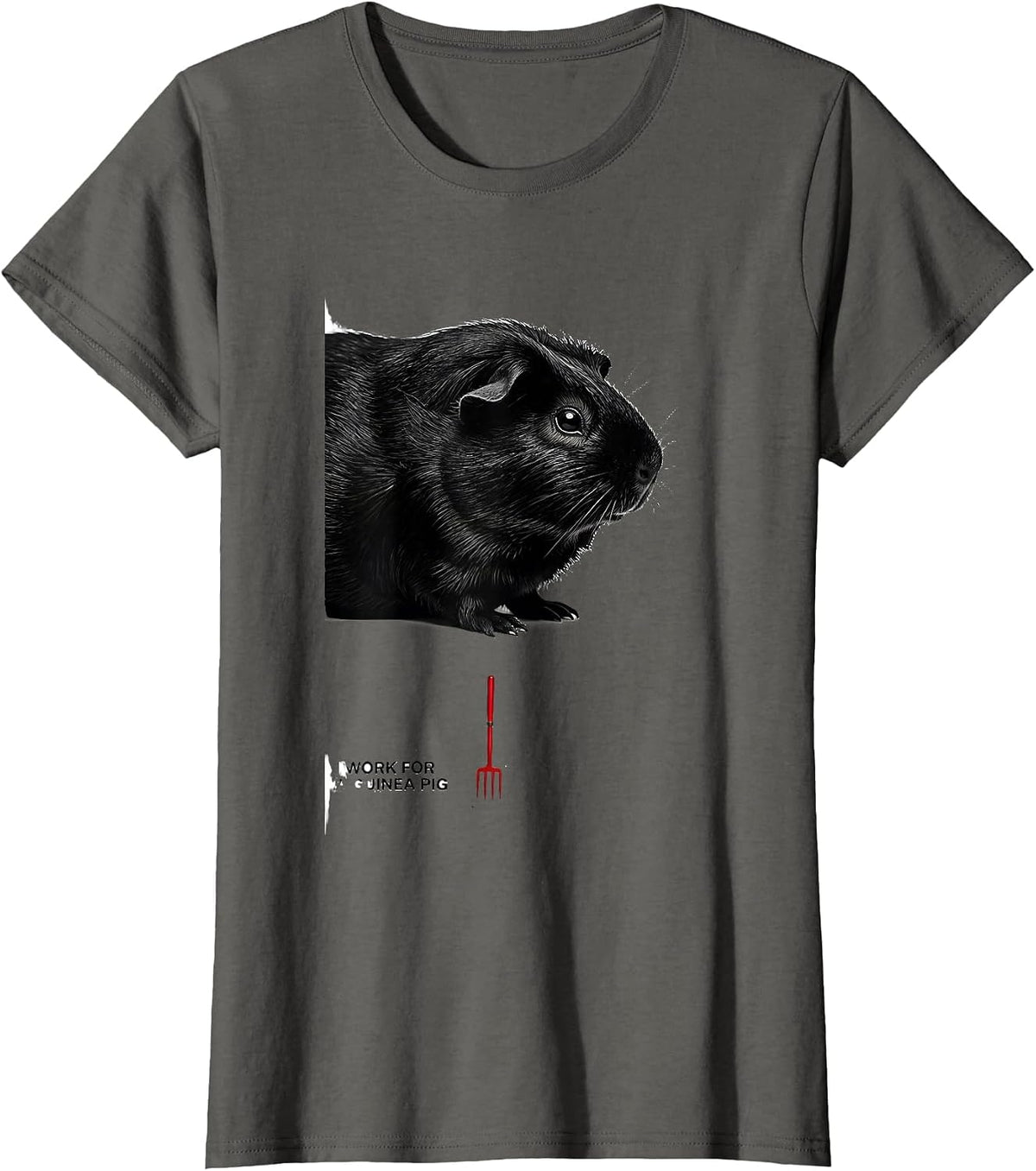 Women's I Work For A Guinea Pig Funny Pet Lover Cavy Owner T-Shirt - Asphalt Grey