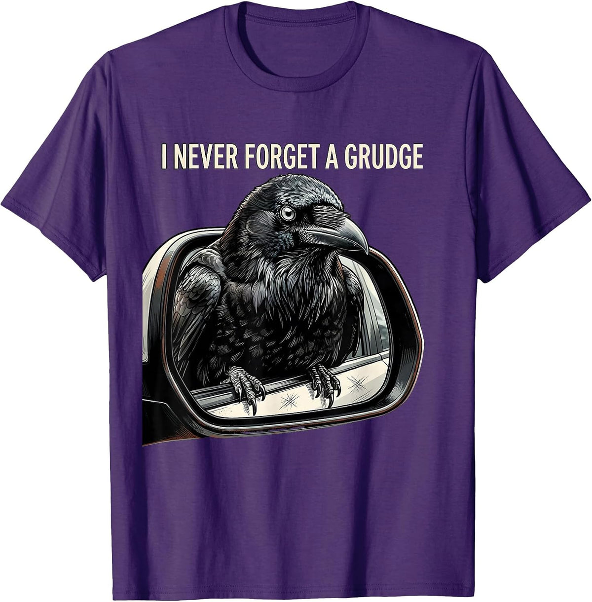 Men's I Never Forget A Grudge Dark Humor Crow Raven Gothic Vintage T-Shirt - Purple