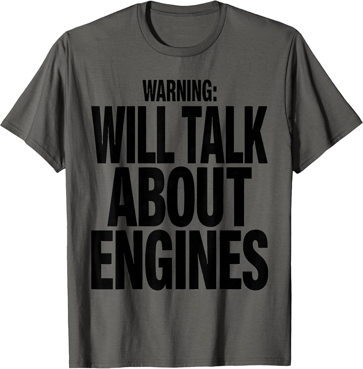 Warning: Will Talk About Engines Funny Mechanic Engine Block T-Shirt - Asphalt Grey