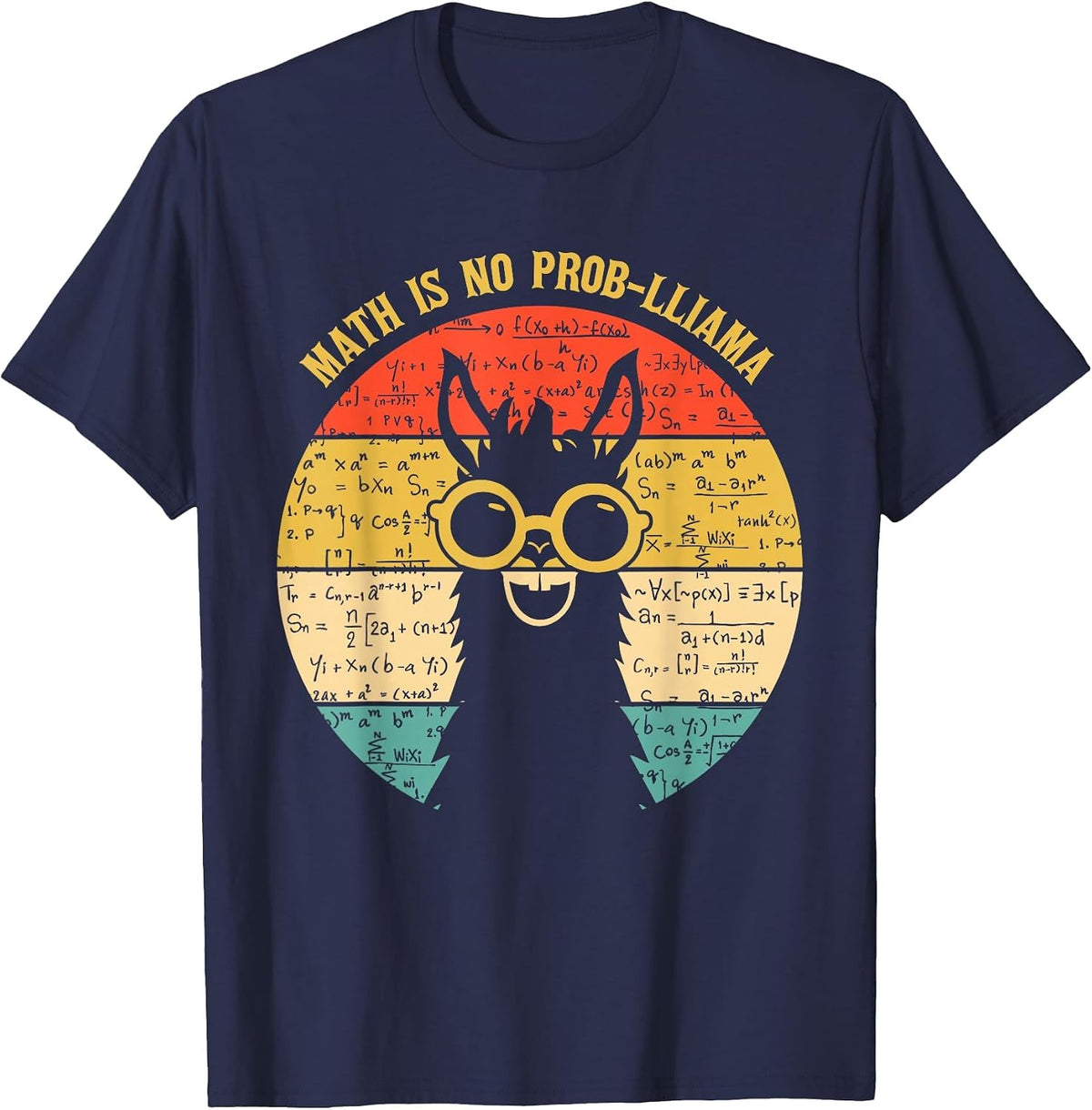 Math is No Prob-Llama - Math Llama Teacher T-Shirt - Navy Blue