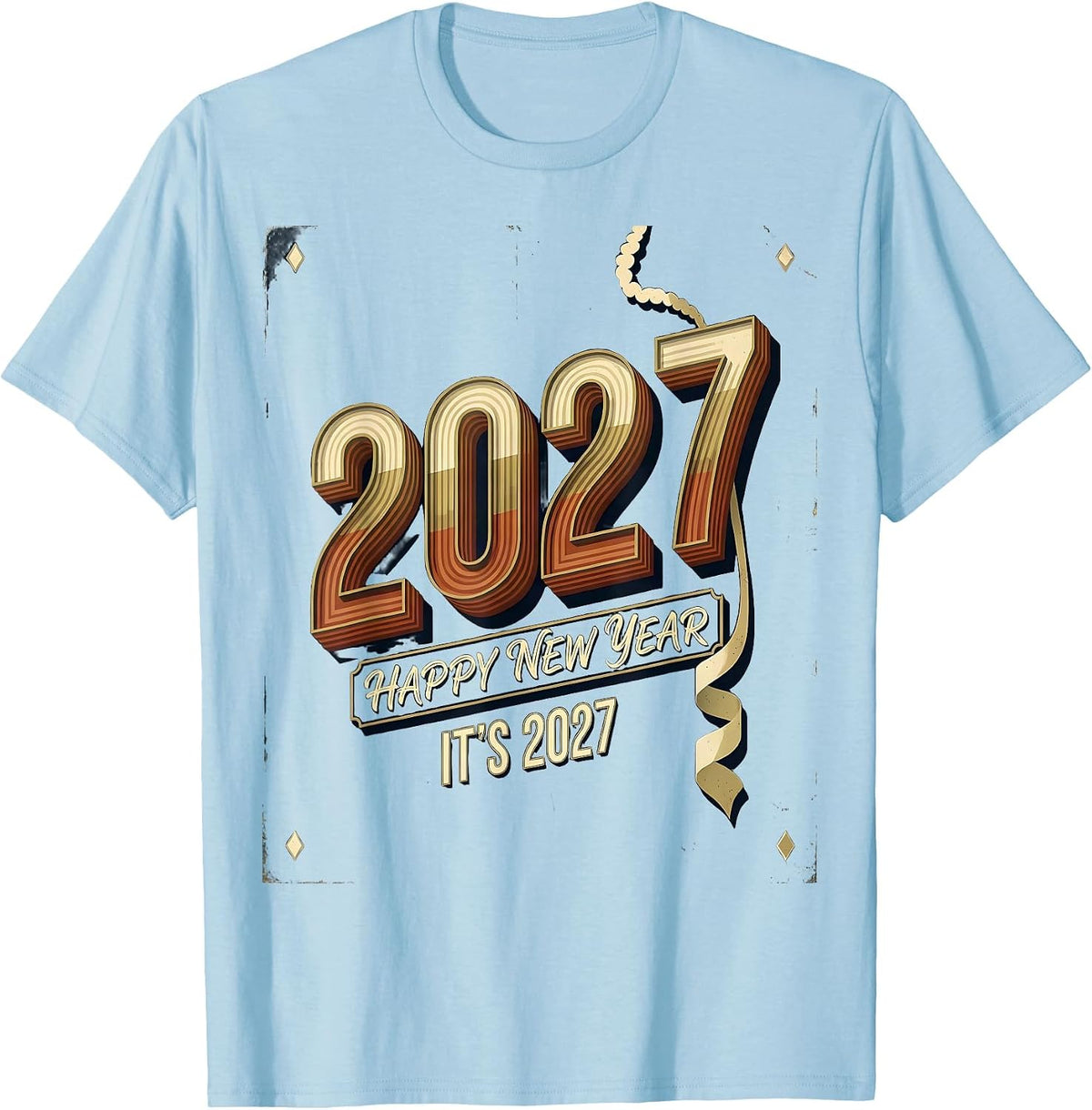 Men's Happy New Year — It's 2027! Vintage Party Family Matching T-Shirt - Baby Blue