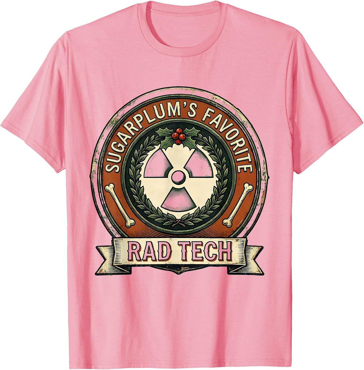 Men's Sugarplum's Favorite Rad Tech Vintage Radiology Tech Humor T-Shirt - Pink