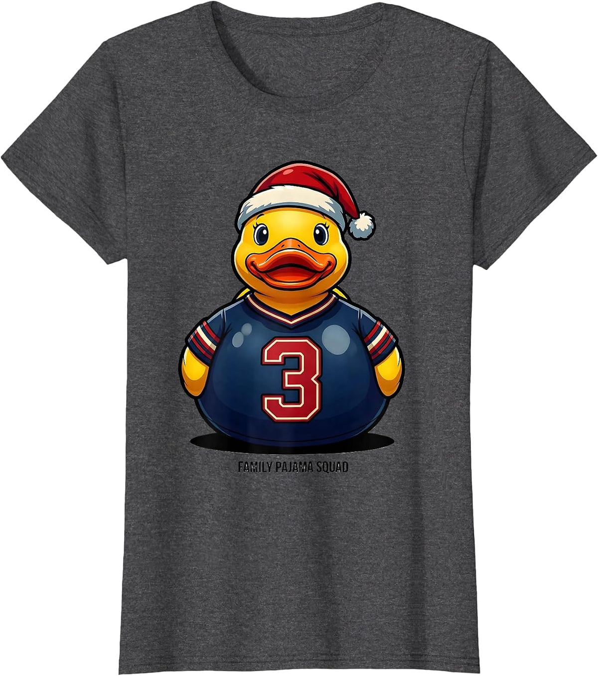 Women's Family Pajama Squad Sports Holiday Humor Duck Lover T-Shirt - Dark Heather Grey